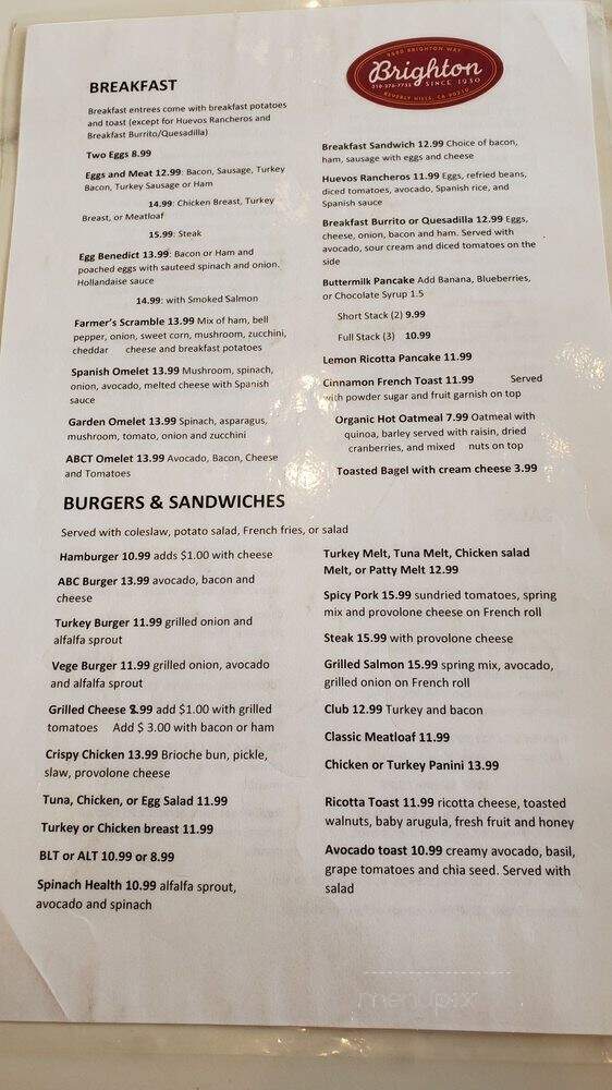 Brighton Coffee Shop - Beverly Hills, CA menu_pic
