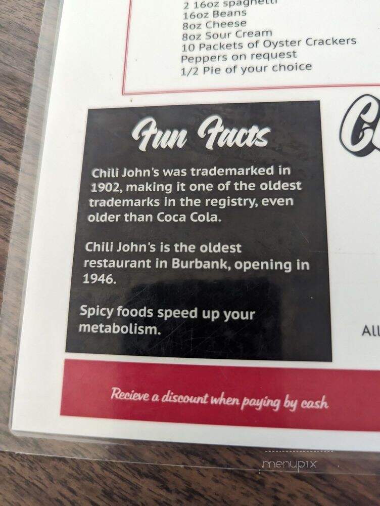 Chili John's - Burbank, CA menu_pic