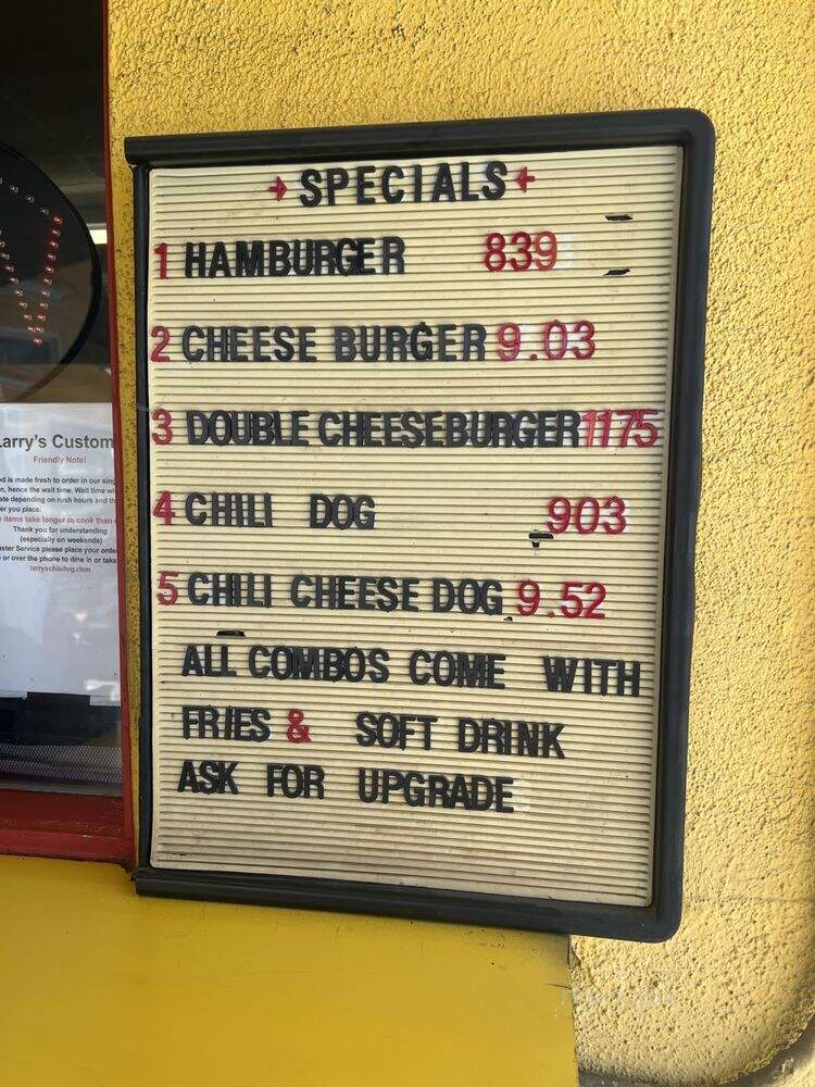 Larry's Chili Dog - Burbank, CA menu_pic