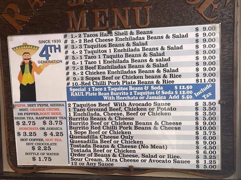 El Rancho Grande - Los Angeles, CA menu_pic
