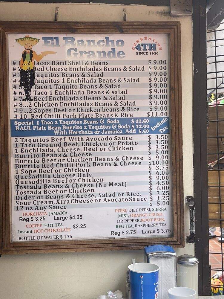 El Rancho Grande - Los Angeles, CA menu_pic