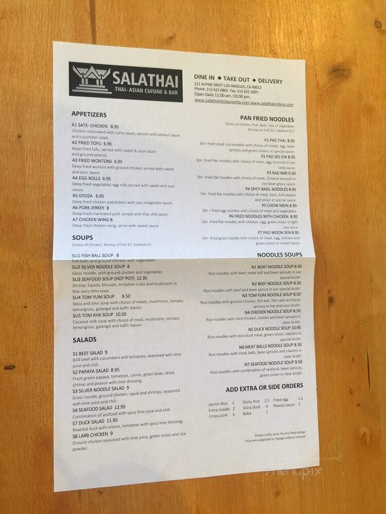 Salathai - Los Angeles, CA menu_pic