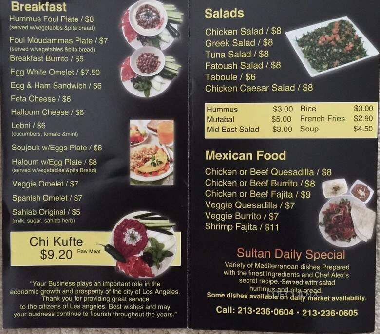Sultan - Los Angeles, CA menu_pic
