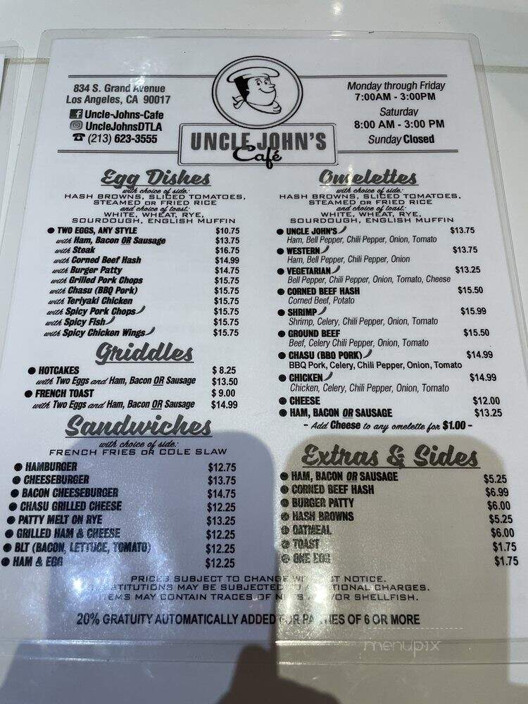 Uncle John's Ham'n'eggs - Los Angeles, CA menu_pic