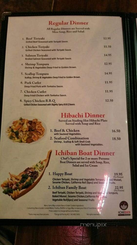 Ichiban - Glendale, CA menu_pic