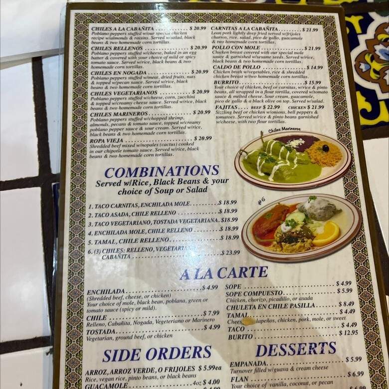 La Cabanita - Glendale, CA menu_pic