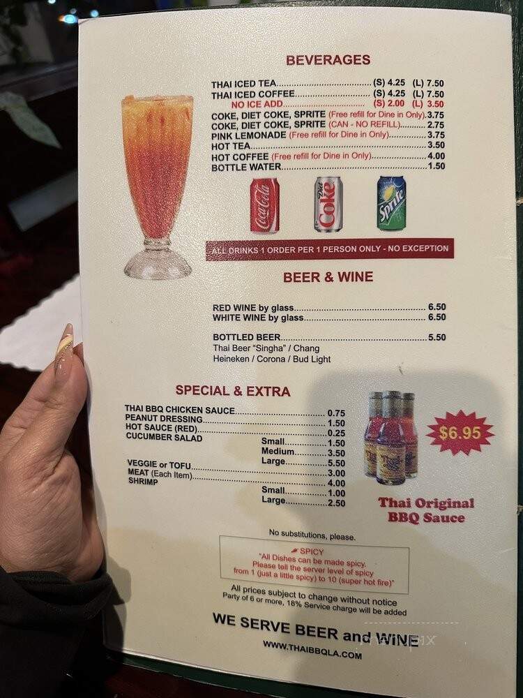 Thai Original Bar-B-Q - Glendale, CA menu_pic