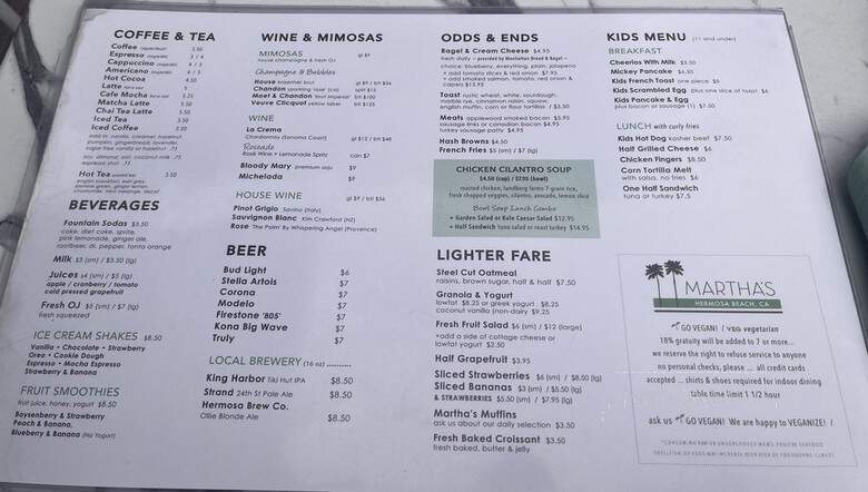 Martha's Corner - Hermosa Beach, CA menu_pic