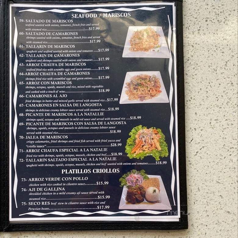 Natalie Peruvian Seafood - Los Angeles, CA menu_pic