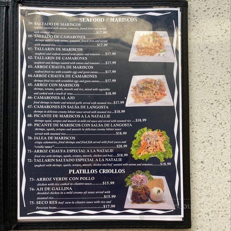 Natalie Peruvian Seafood - Los Angeles, CA menu_pic