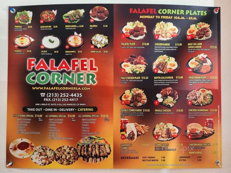 Falafel Corner - Los Angeles, CA menu_pic