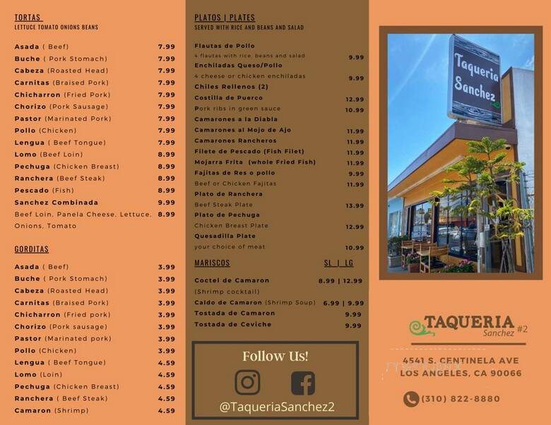Taqueria Sanchez - Los Angeles, CA menu_pic