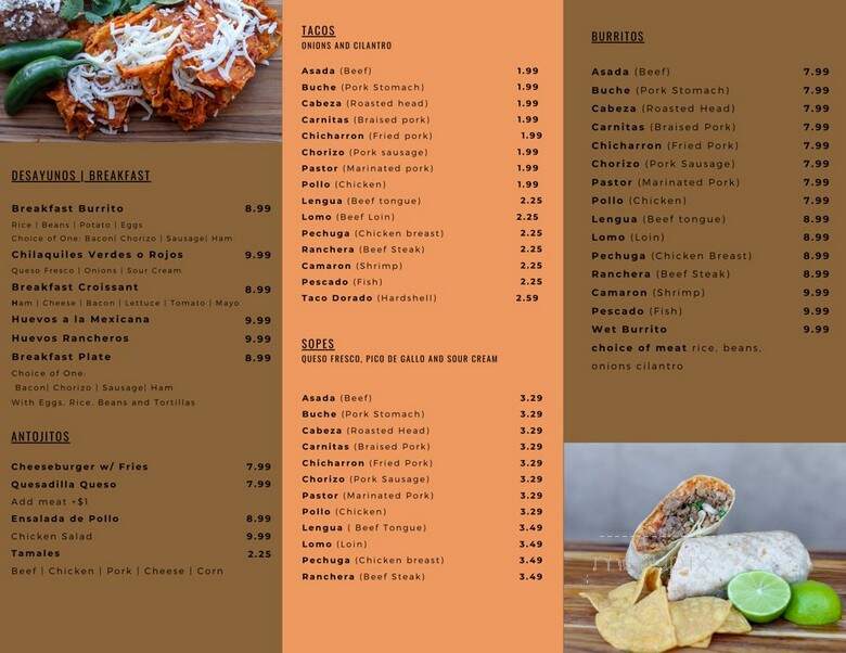 Taqueria Sanchez - Los Angeles, CA menu_pic