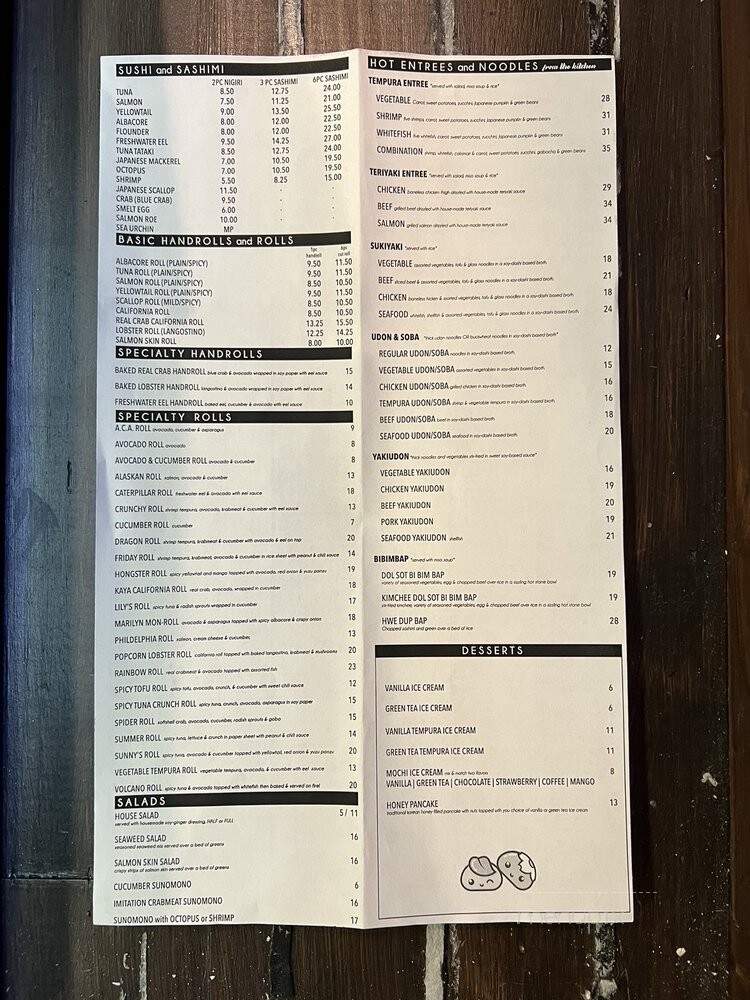 Kaya Sushi - Marina Del Rey, CA menu_pic
