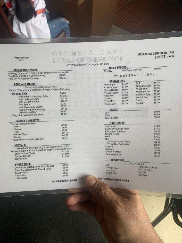 Olympic Cafe - Los Angeles, CA menu_pic