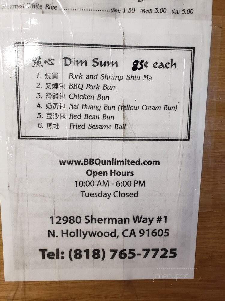 BBQ Unlimited - North Hollywood, CA menu_pic