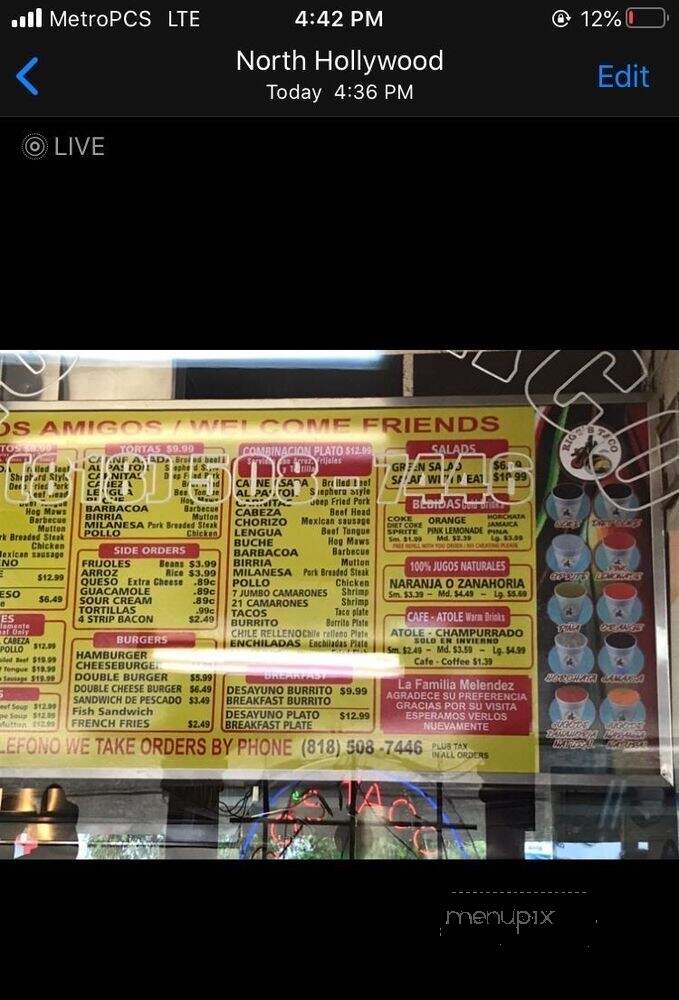 Rigos Taco - North Hollywood, CA menu_pic