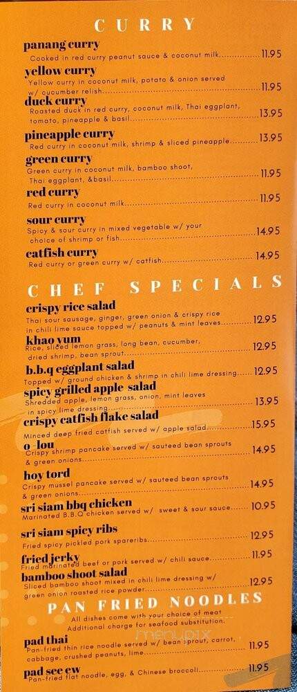 Srisiam Cafe - North Hollywood, CA menu_pic