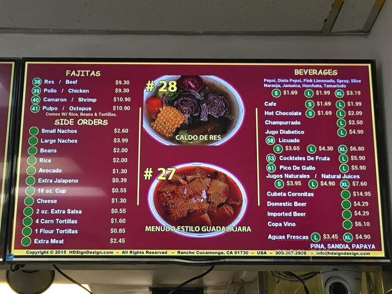 Tacos El Zorro - North Hollywood, CA menu_pic