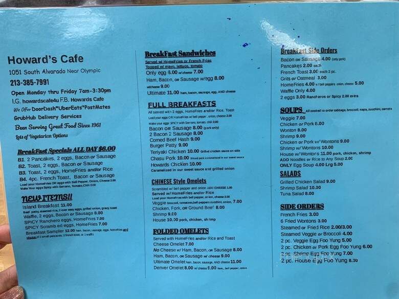 Howard's Cafe - Los Angeles, CA menu_pic