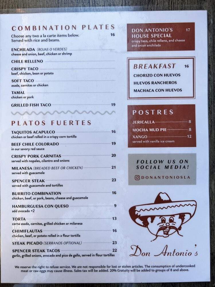 Don Antonio's - Los Angeles, CA menu_pic