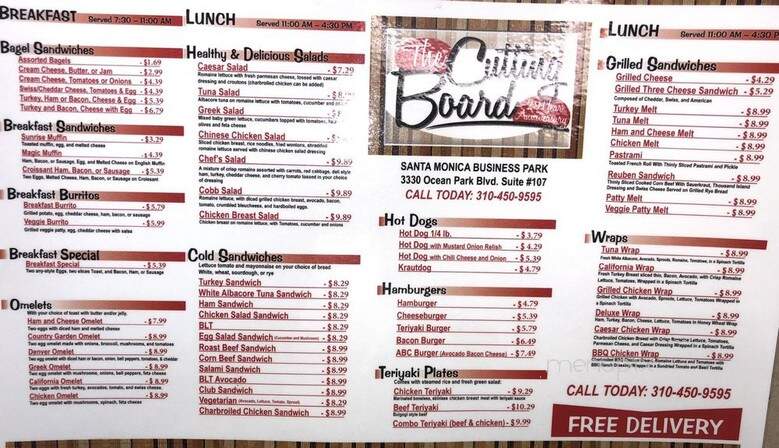 Cutting Board - Santa Monica, CA menu_pic