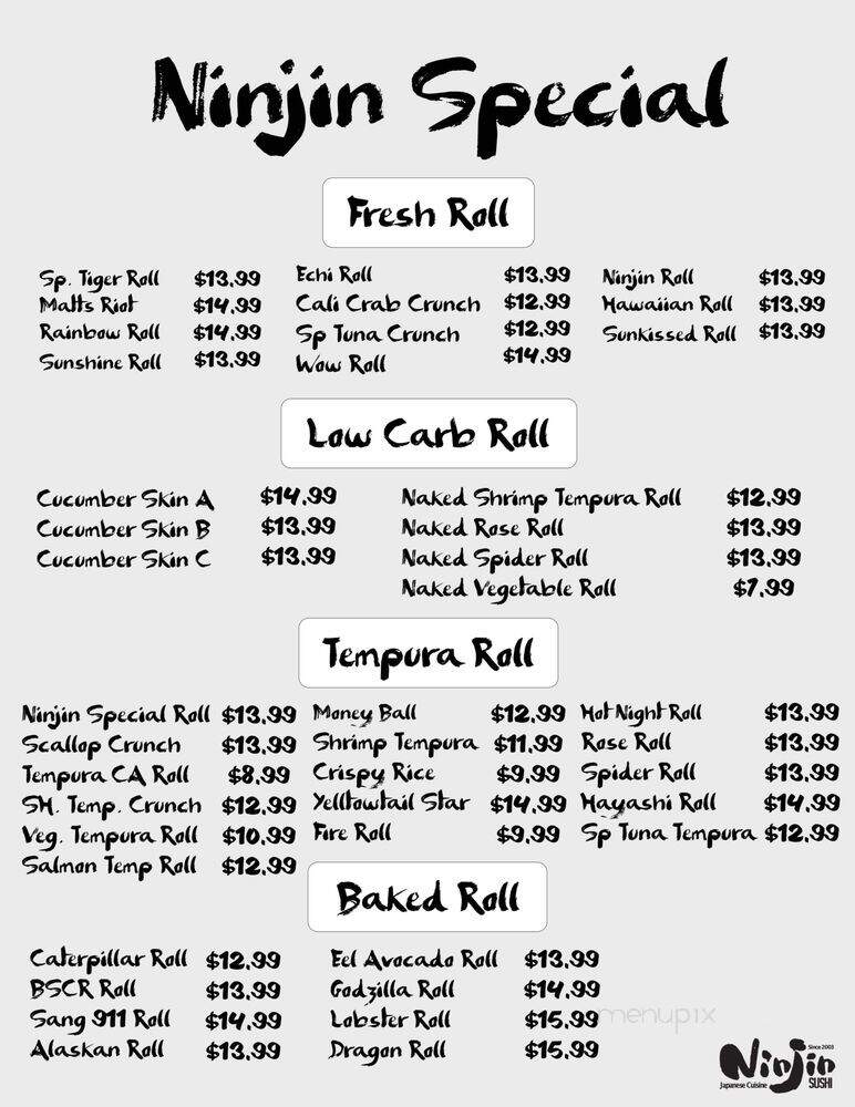 Ninjin - Santa Monica, CA menu_pic