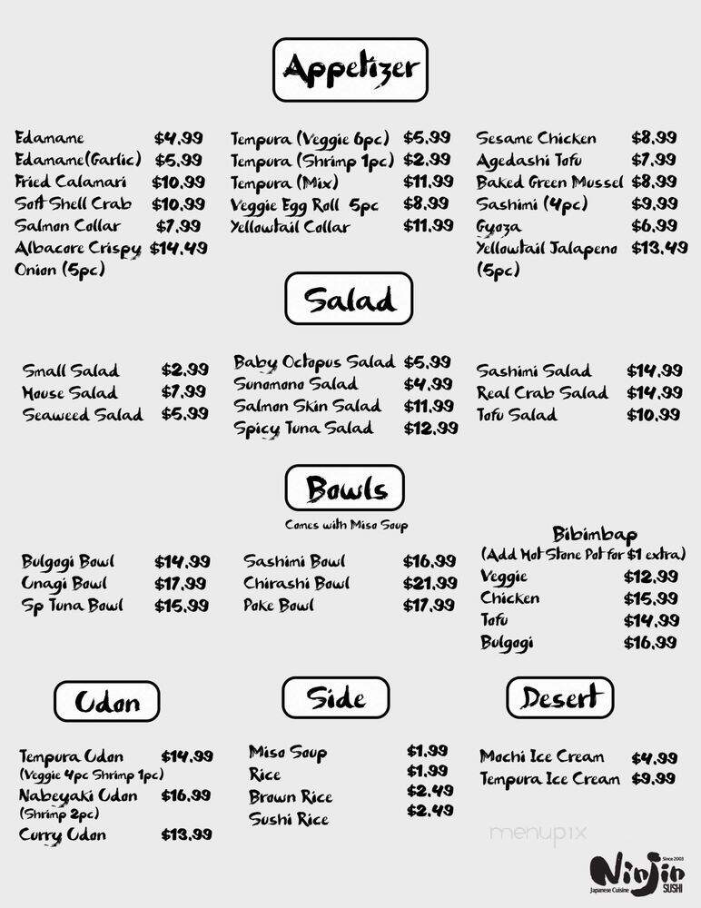 Ninjin - Santa Monica, CA menu_pic