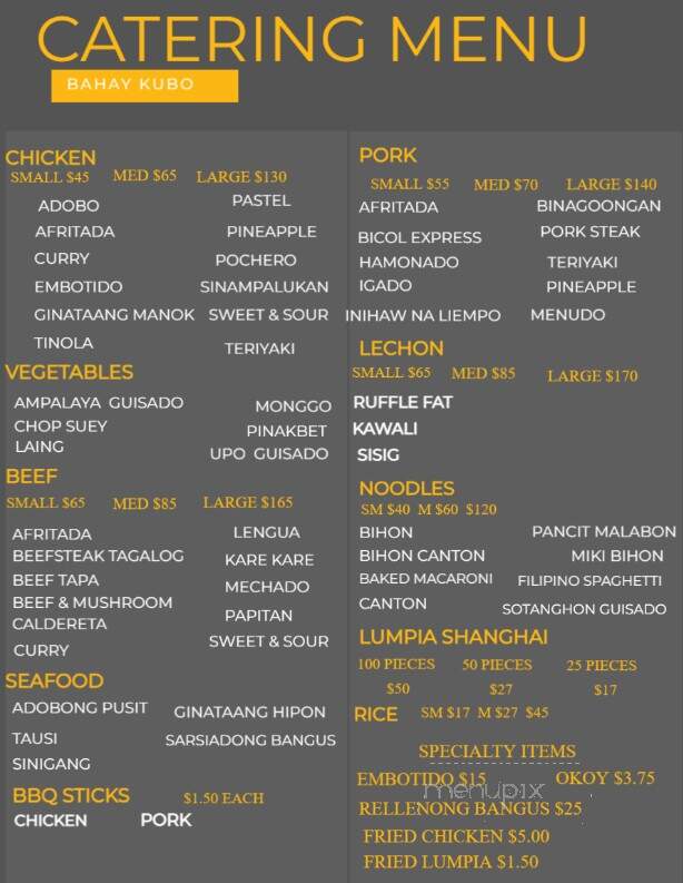 Bahay Kubo Restaurant - Los Angeles, CA menu_pic