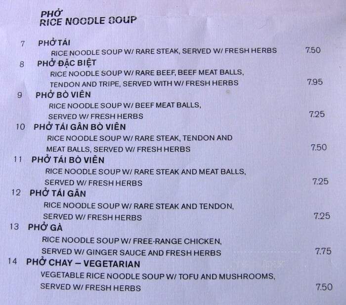 Pho Cafe - Los Angeles, CA menu_pic