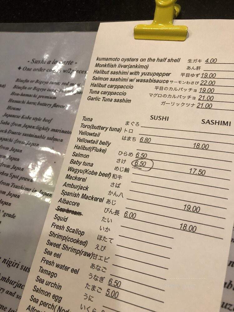 Kazu Sushi - Studio City, CA menu_pic