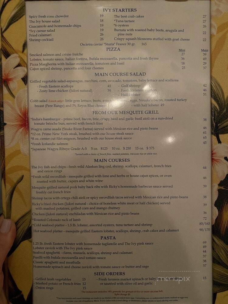 Ivy - Los Angeles, CA menu_pic