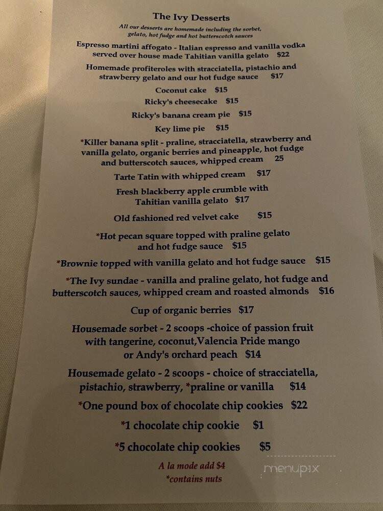 Ivy - Los Angeles, CA menu_pic