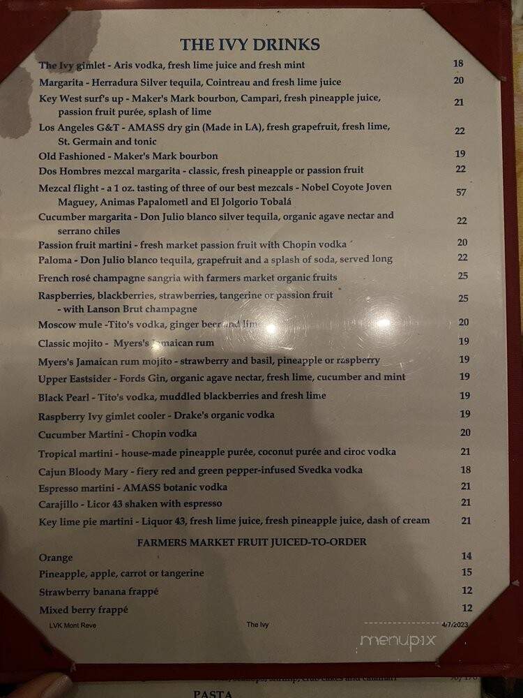 Ivy - Los Angeles, CA menu_pic