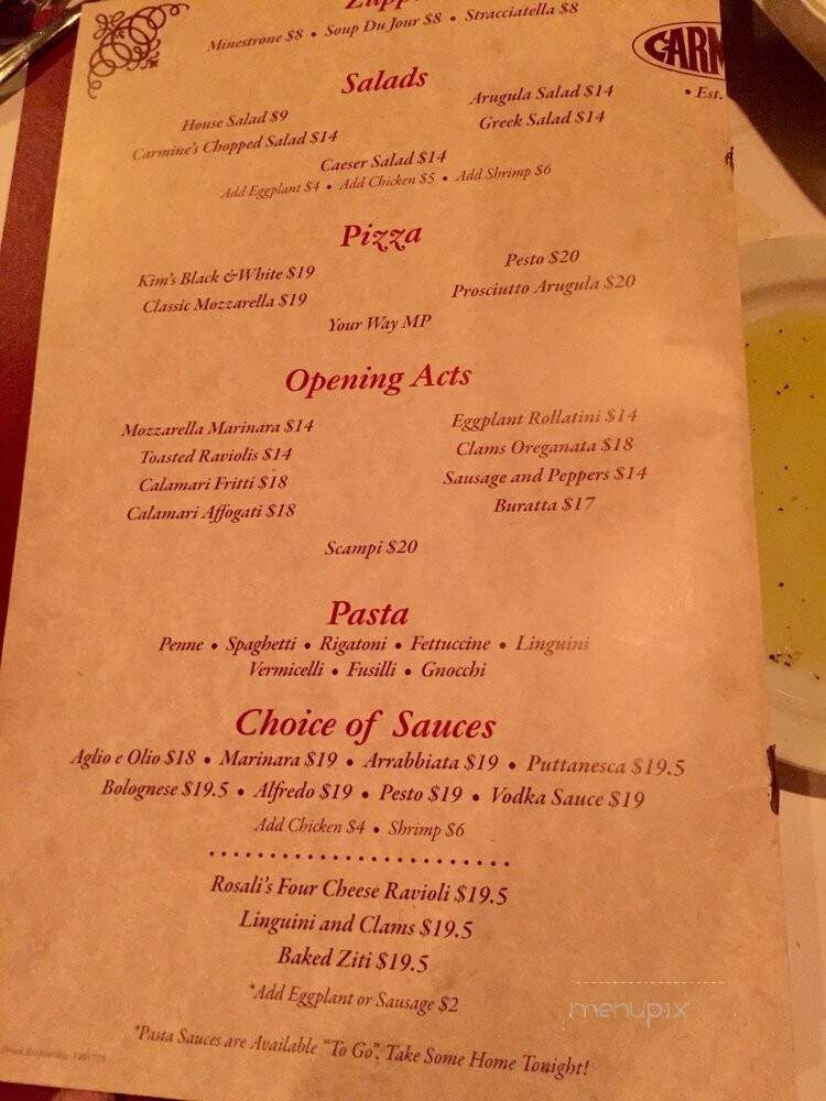 Carmines II - Los Angeles, CA menu_pic