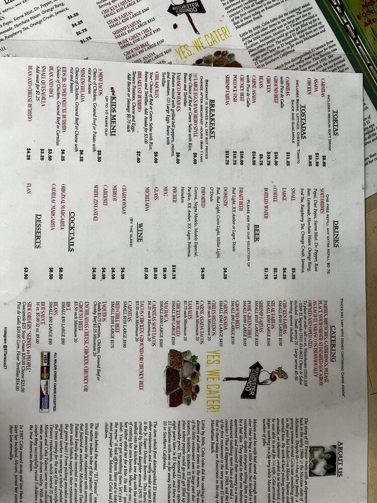 El Tarasco - Los Angeles, CA menu_pic