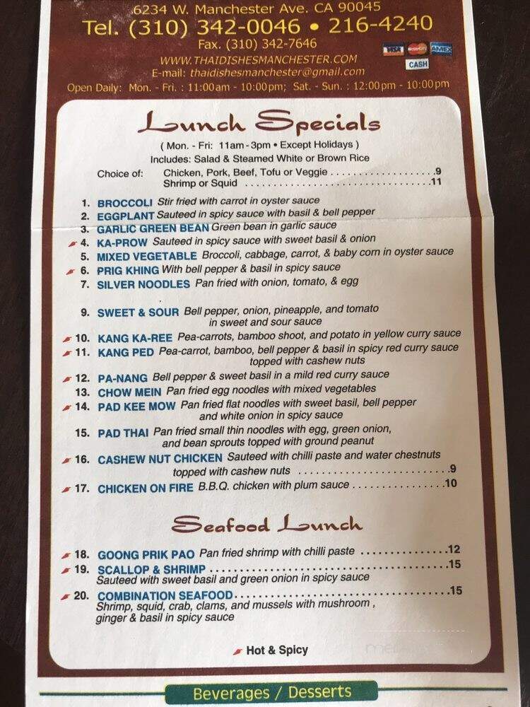 Thai Dishes - Los Angeles, CA menu_pic