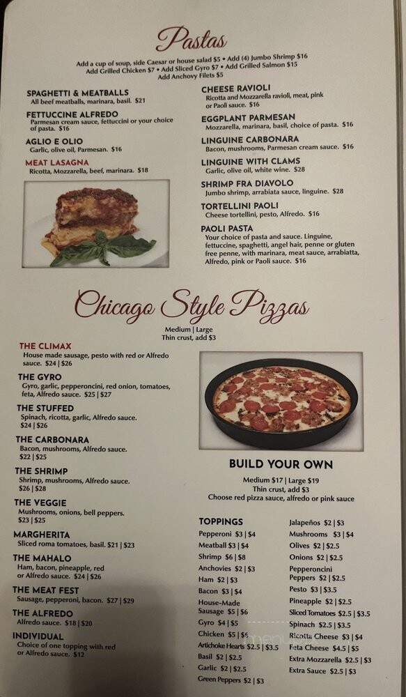 Paoli's Pizzeria & Piano Bar - Woodland Hills, CA menu_pic