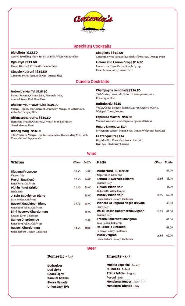 Antonio's Pizzeria & Catalina - Avalon, CA menu_pic