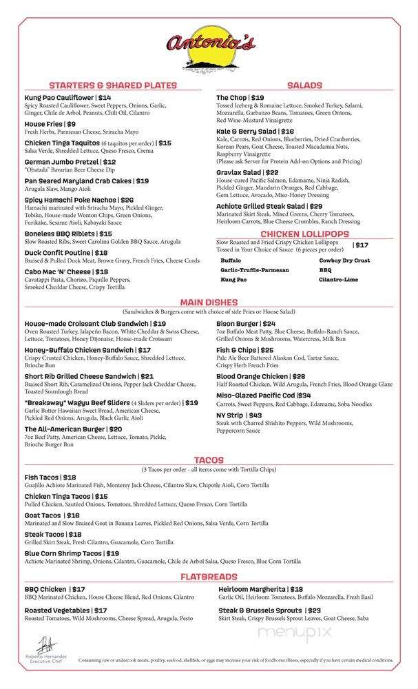 Antonio's Pizzeria & Catalina - Avalon, CA menu_pic