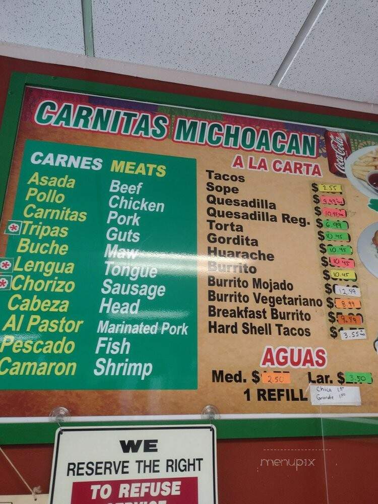 Carnitas Michoacan - Chatsworth, CA menu_pic