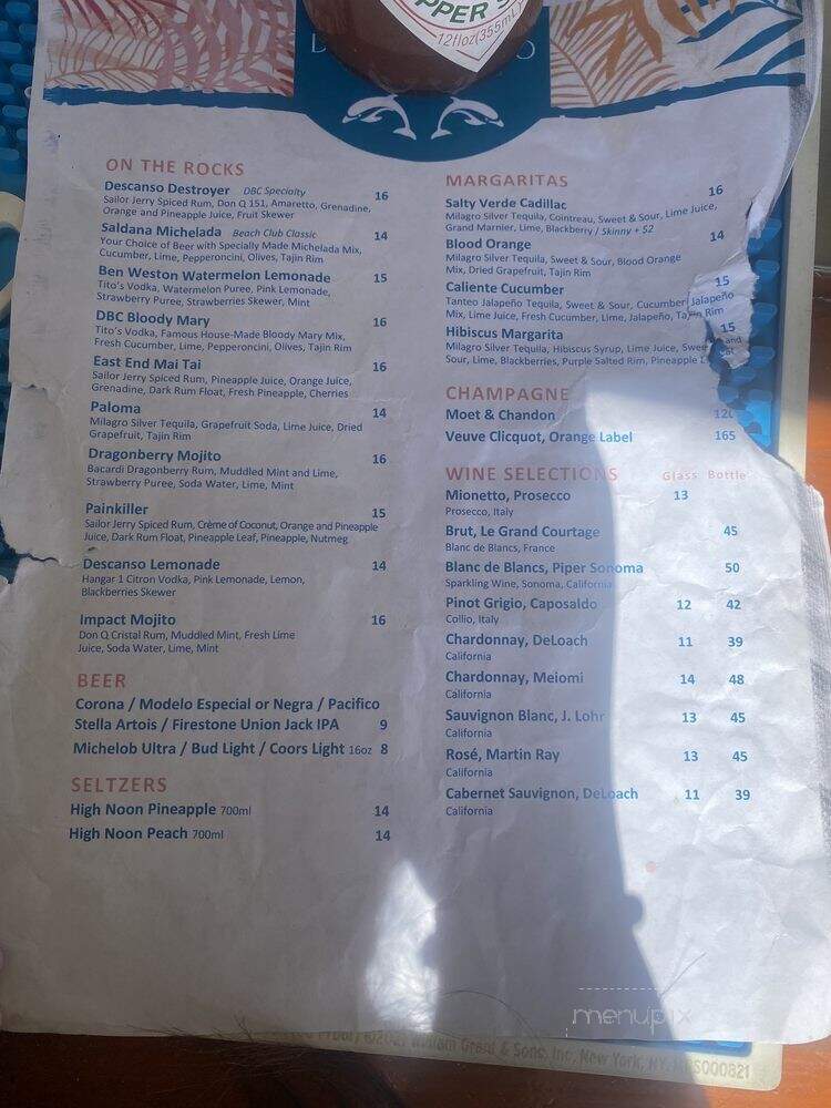 Descanso Beach Club - Avalon, CA menu_pic