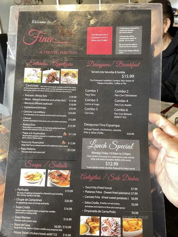 Fina Estampa - Chatsworth, CA menu_pic