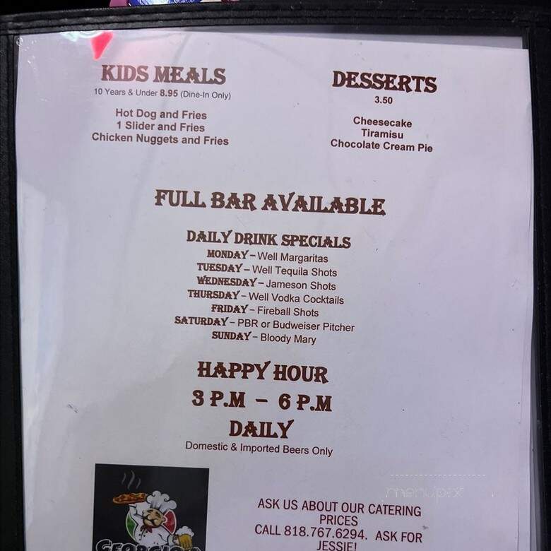 Georgio's Pizza - Sun Valley, CA menu_pic