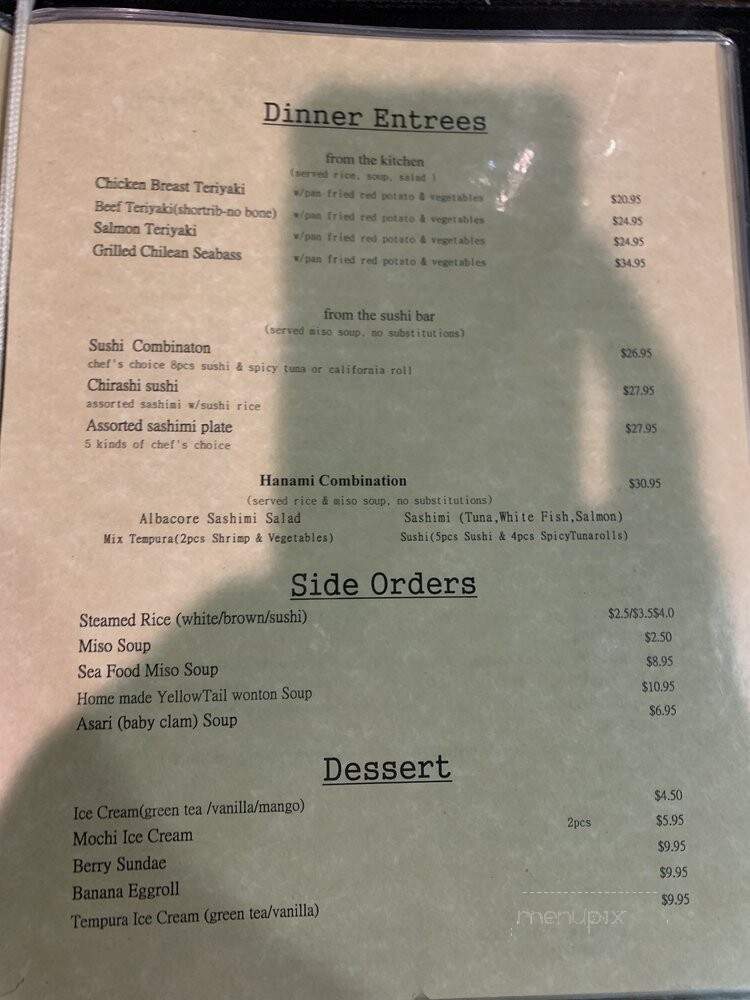 Hanami Shushi - Calabasas, CA menu_pic