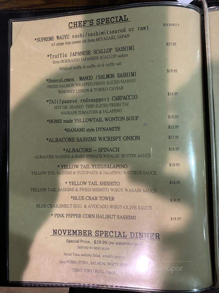 Hanami Shushi - Calabasas, CA menu_pic