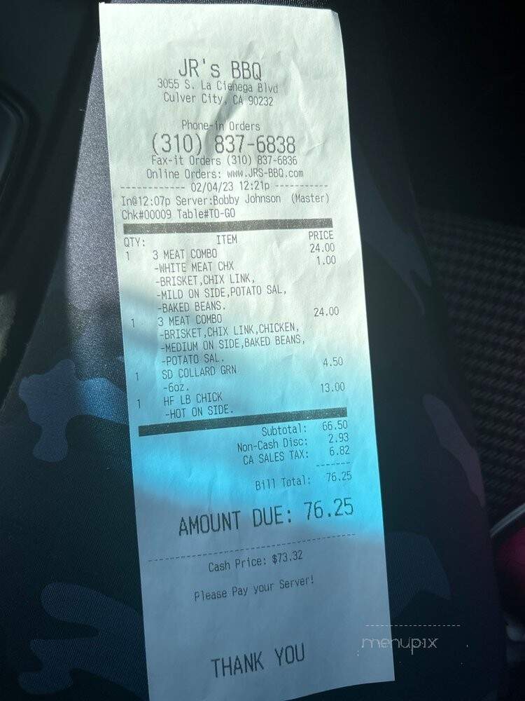 J R's BBQ - Culver City, CA menu_pic