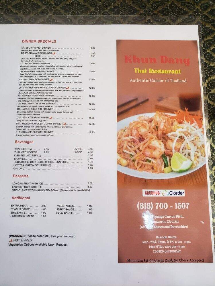 Khun Dang - Chatsworth, CA menu_pic
