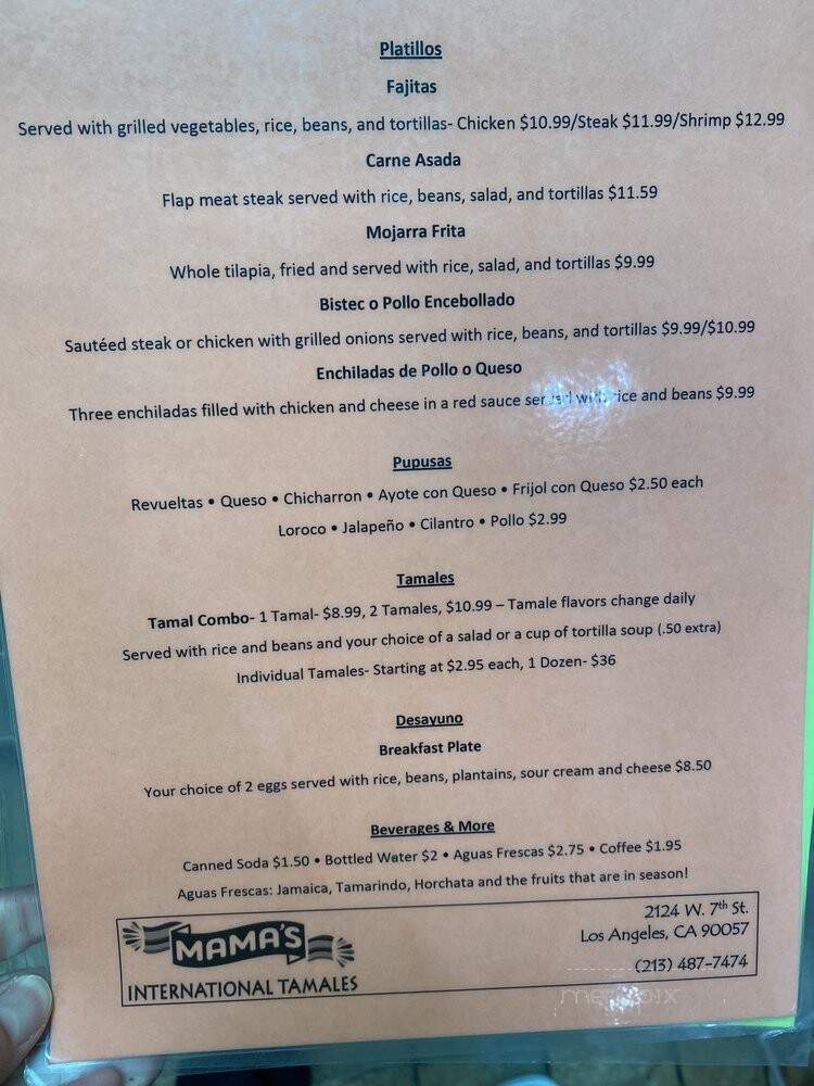 Mama's Hot Tamales Cafe - Los Angeles, CA menu_pic