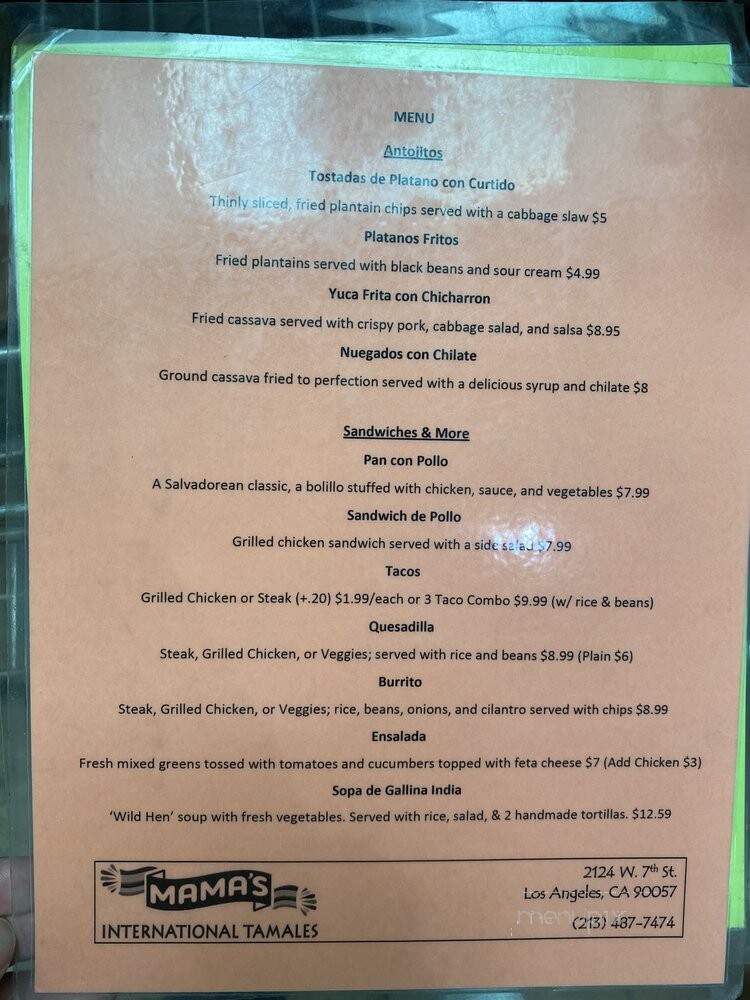 Mama's Hot Tamales Cafe - Los Angeles, CA menu_pic